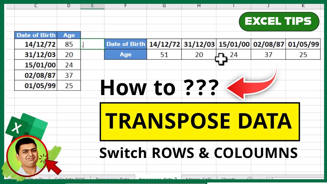 Column to Rows in Excel