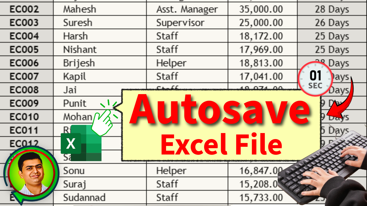 Autosave Excel File using VBA Code || How to Autosave Excel File